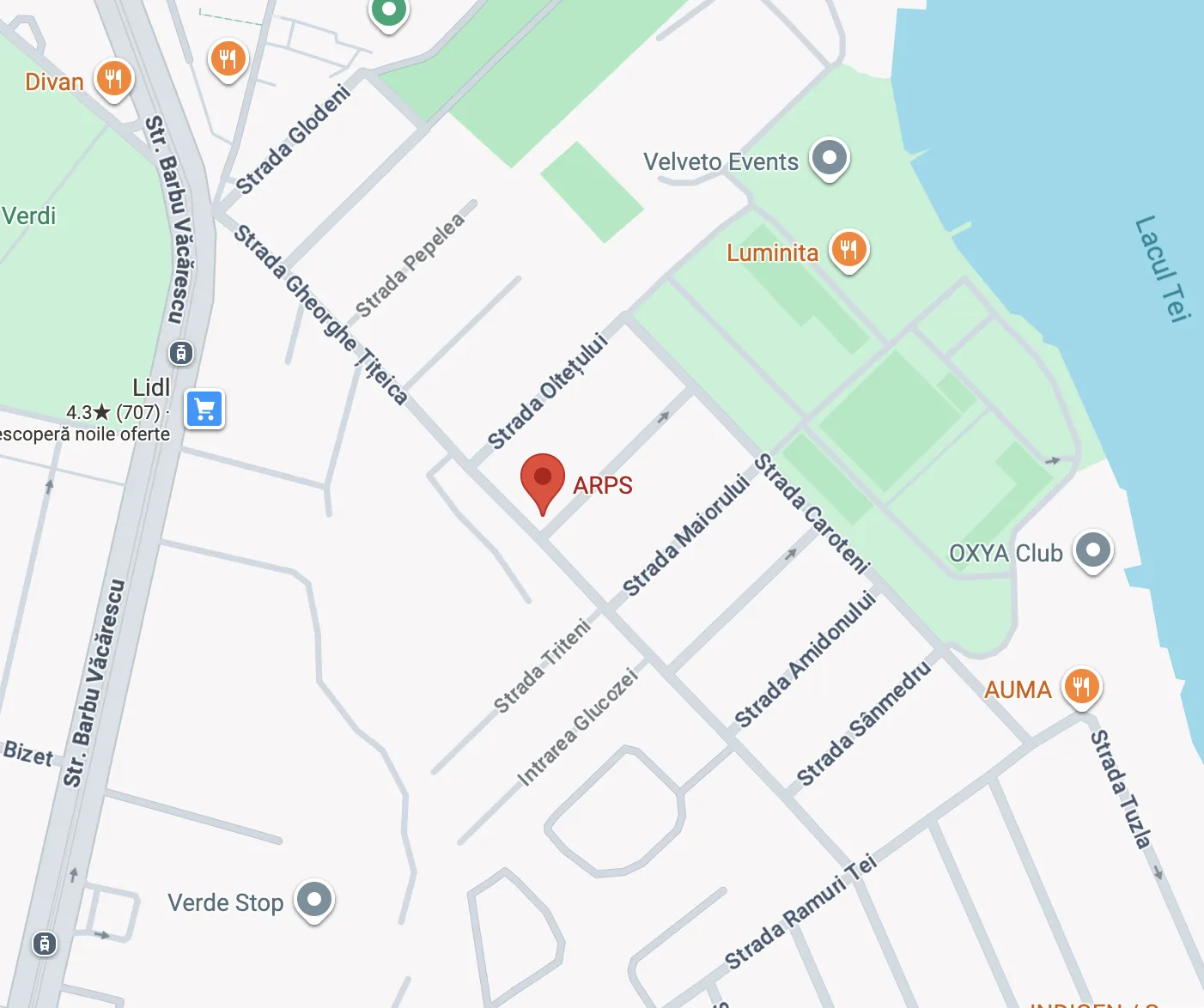 Hartă cu sediul ARPS din Str. Gheorghe Țițeica nr. 142, sector 2, București — se deschide în Google Maps